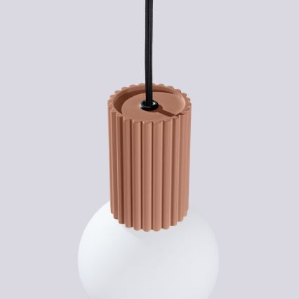 Ljuskrona med textilsladd HALO 1xG9/8W/230V diameter 12 cm brun