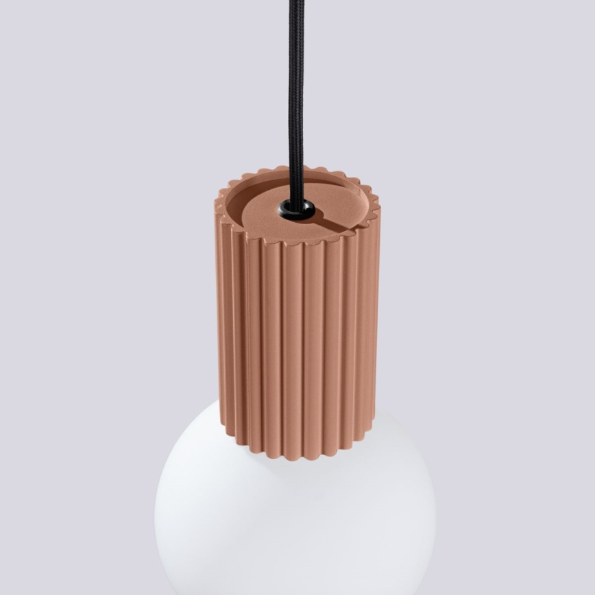Ljuskrona med textilsladd HALO 1xG9/8W/230V diameter 12 cm brun