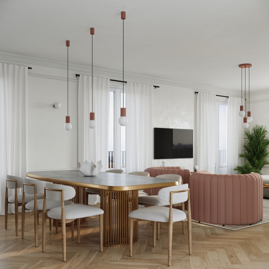 Ljuskrona med textilsladd HALO 3xG9/8W/230V diameter 25 cm brun