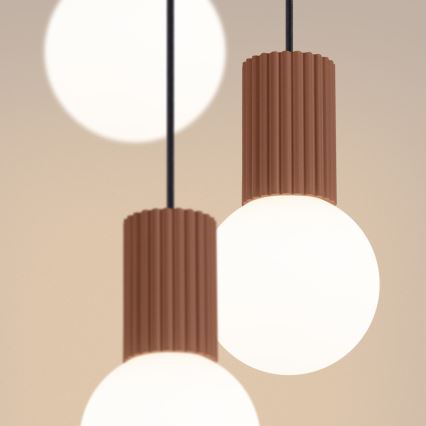 Ljuskrona med textilsladd HALO 3xG9/8W/230V diameter 25 cm brun