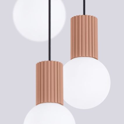 Ljuskrona med textilsladd HALO 3xG9/8W/230V diameter 25 cm brun
