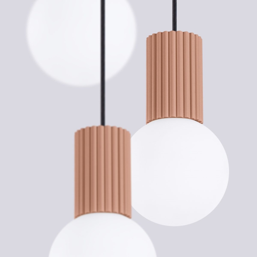Ljuskrona med textilsladd HALO 3xG9/8W/230V diameter 25 cm brun
