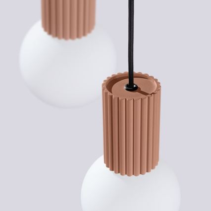 Ljuskrona med textilsladd HALO 3xG9/8W/230V diameter 25 cm brun