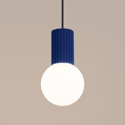 Ljuskrona med textilsladd HALO 1xG9/8W/230V diameter 12 cm blå