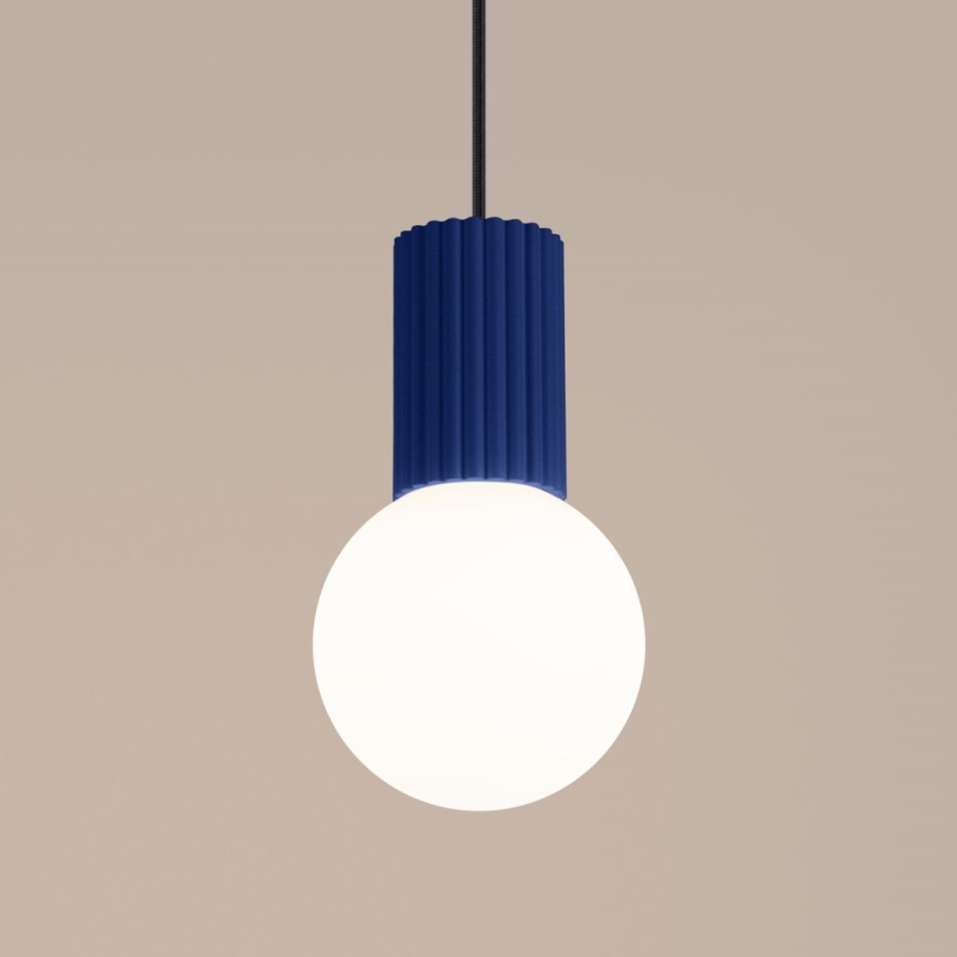 Ljuskrona med textilsladd HALO 1xG9/8W/230V diameter 12 cm blå