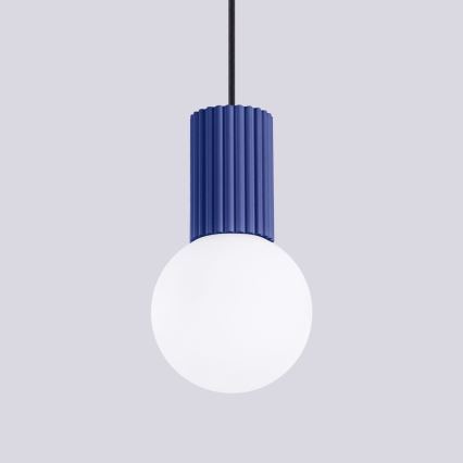 Ljuskrona med textilsladd HALO 1xG9/8W/230V diameter 12 cm blå