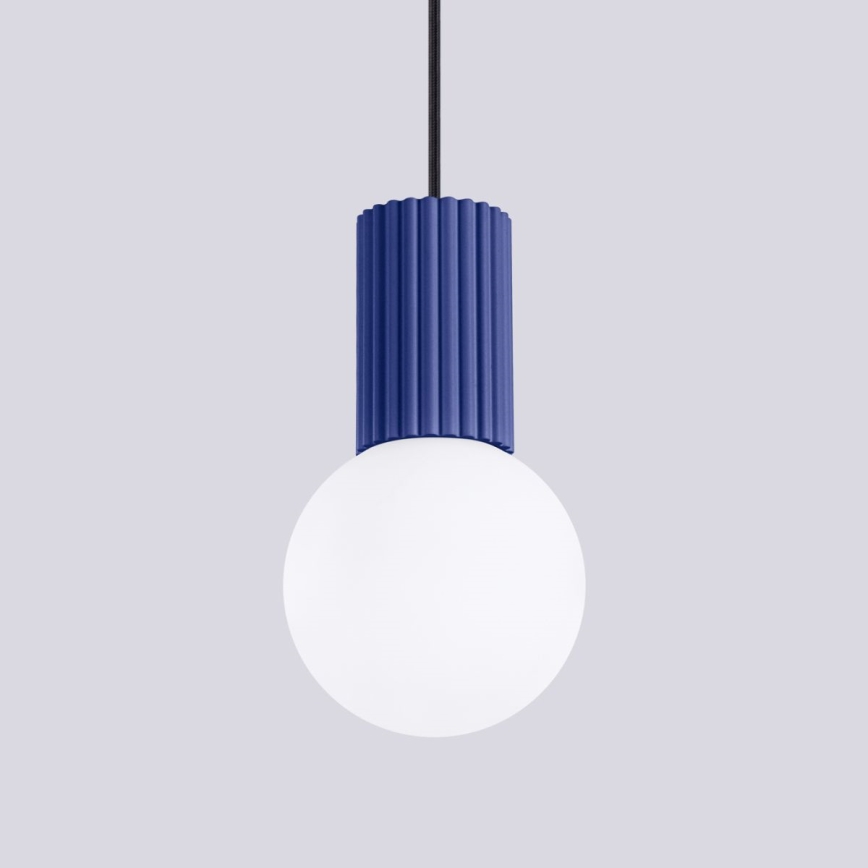 Ljuskrona med textilsladd HALO 1xG9/8W/230V diameter 12 cm blå