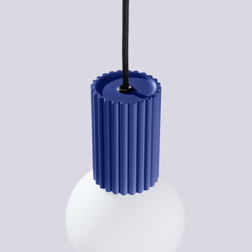 Ljuskrona med textilsladd HALO 1xG9/8W/230V diameter 12 cm blå