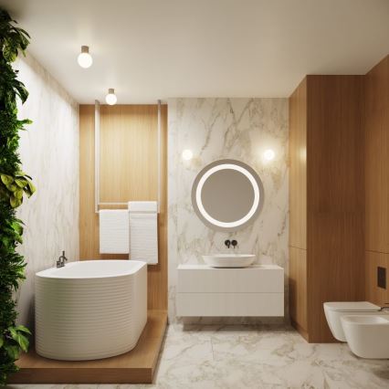 Vägglampa för badrum HALO 1xG9/8W/230V diameter 12 cm IP44 beige