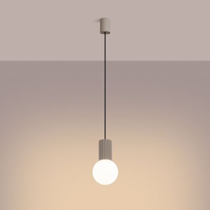 Ljuskrona med textilsladd HALO 1xG9/8W/230V diameter 12 cm beige