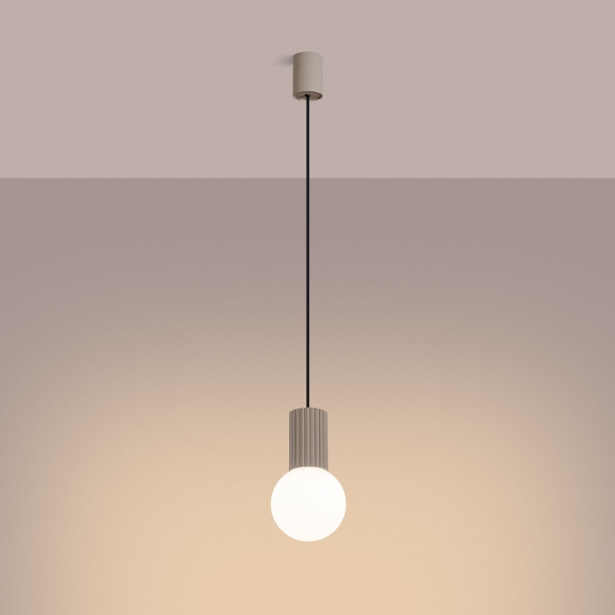 Ljuskrona med textilsladd HALO 1xG9/8W/230V diameter 12 cm beige