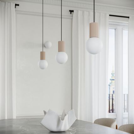 Ljuskrona med textilsladd HALO 1xG9/8W/230V diameter 12 cm beige