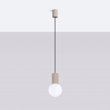 Ljuskrona med textilsladd HALO 1xG9/8W/230V diameter 12 cm beige