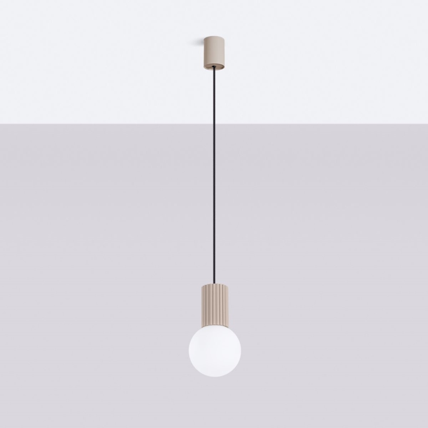 Ljuskrona med textilsladd HALO 1xG9/8W/230V diameter 12 cm beige