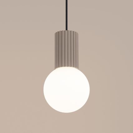 Ljuskrona med textilsladd HALO 1xG9/8W/230V diameter 12 cm beige