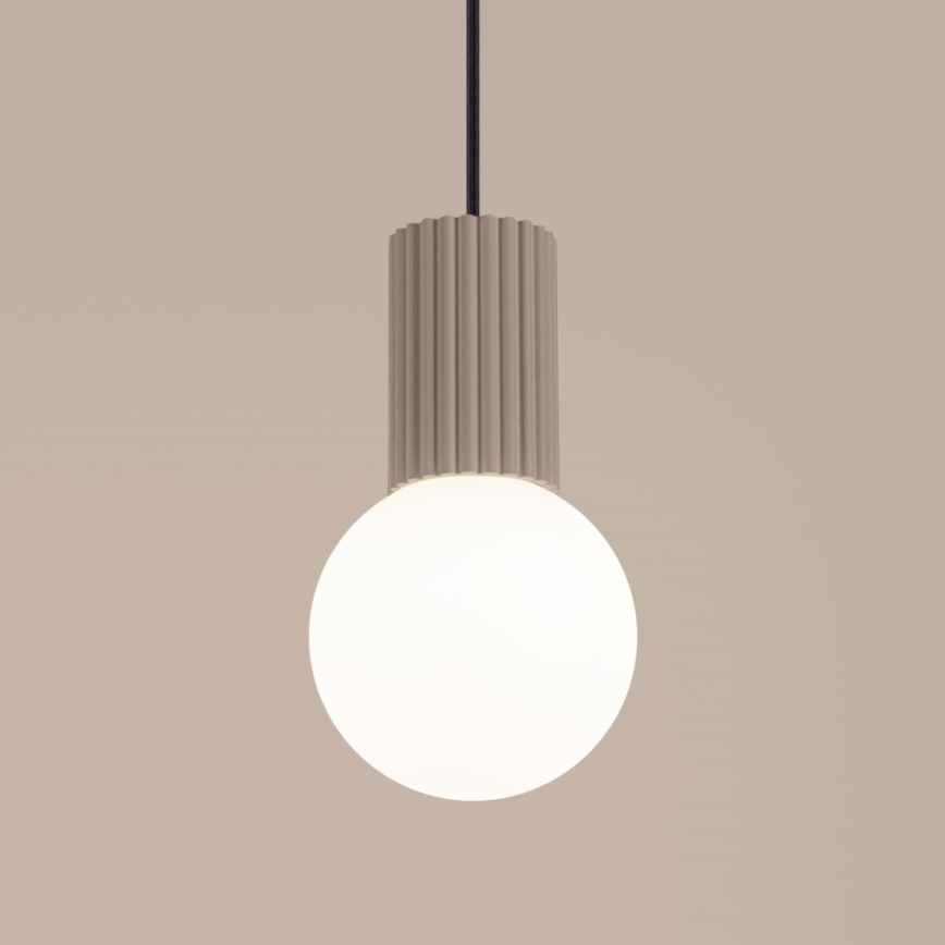 Ljuskrona med textilsladd HALO 1xG9/8W/230V diameter 12 cm beige