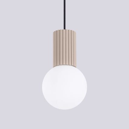 Ljuskrona med textilsladd HALO 1xG9/8W/230V diameter 12 cm beige