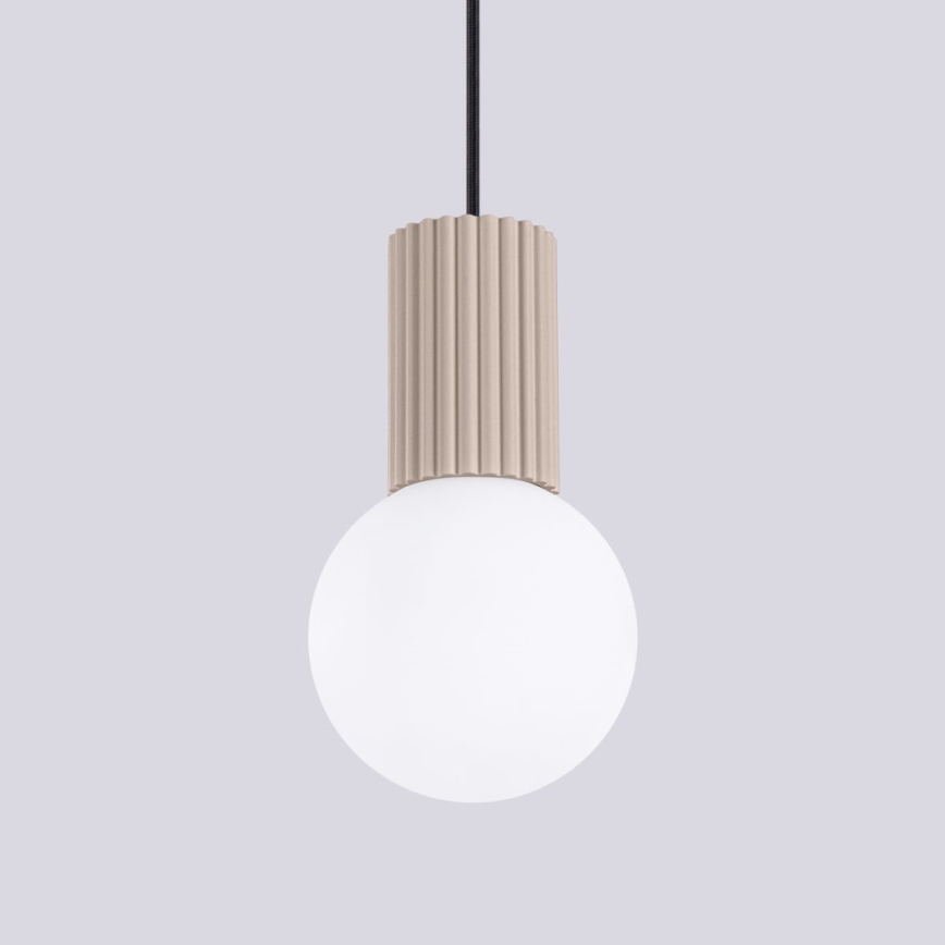 Ljuskrona med textilsladd HALO 1xG9/8W/230V diameter 12 cm beige