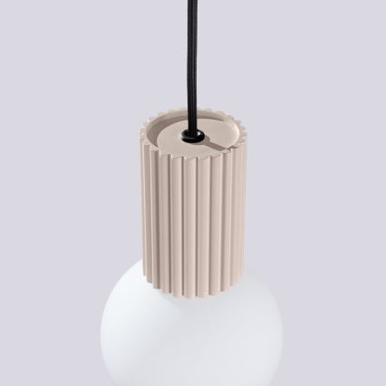 Ljuskrona med textilsladd HALO 1xG9/8W/230V diameter 12 cm beige