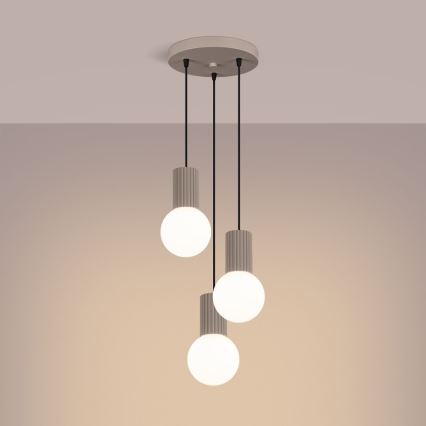 Ljuskrona med textilsladd HALO 3xG9/8W/230V diameter 25 cm beige