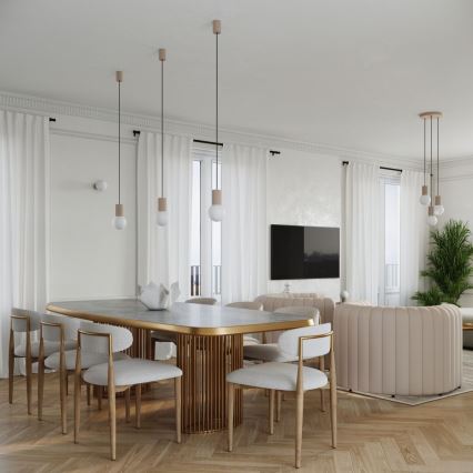 Ljuskrona med textilsladd HALO 3xG9/8W/230V diameter 25 cm beige