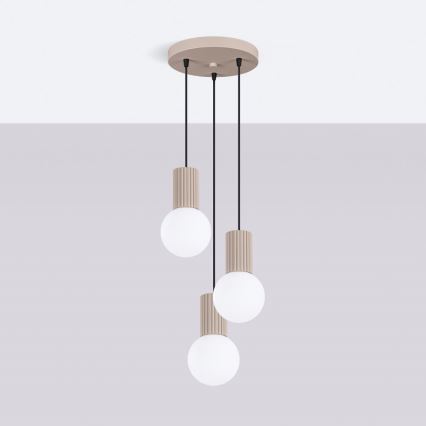 Ljuskrona med textilsladd HALO 3xG9/8W/230V diameter 25 cm beige