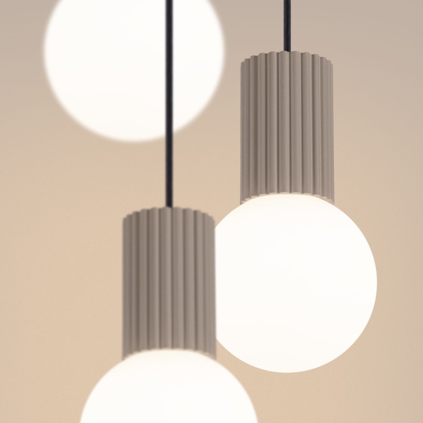 Ljuskrona med textilsladd HALO 3xG9/8W/230V diameter 25 cm beige