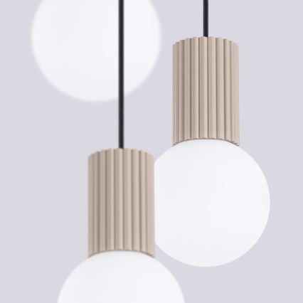 Ljuskrona med textilsladd HALO 3xG9/8W/230V diameter 25 cm beige
