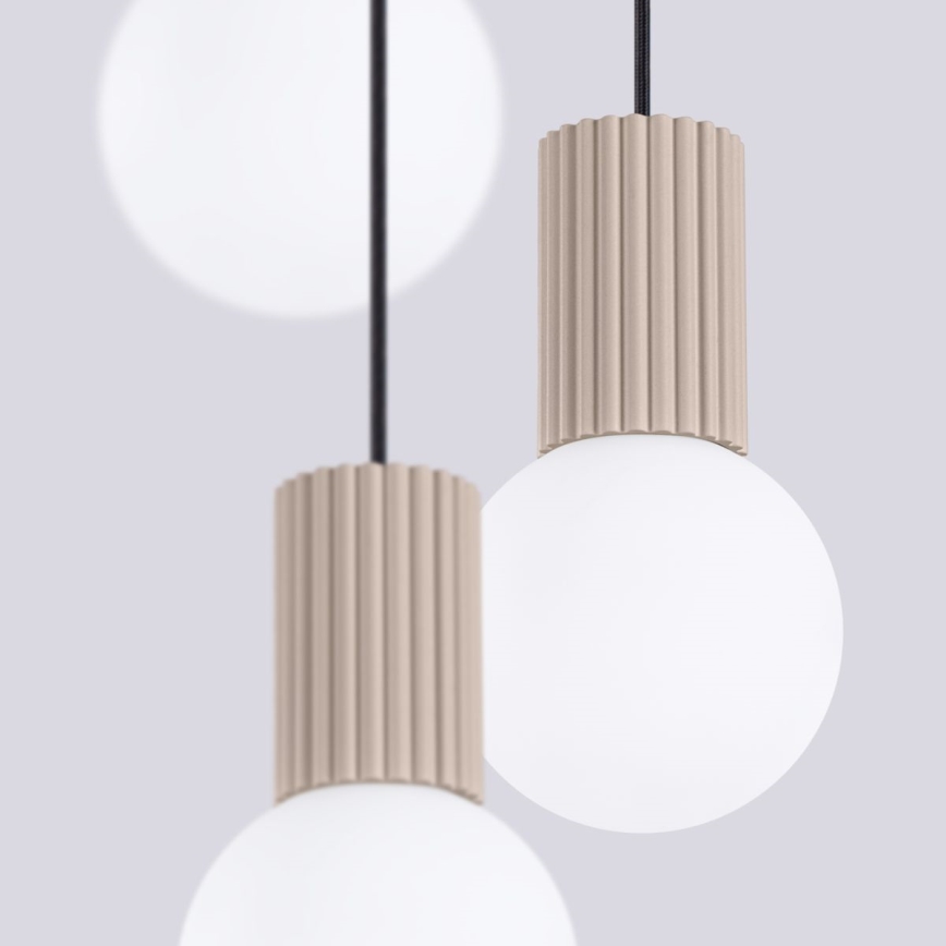 Ljuskrona med textilsladd HALO 3xG9/8W/230V diameter 25 cm beige