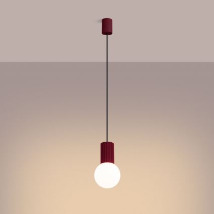 Ljuskrona med textilsladd HALO 1xG9/8W/230V diameter 12 cm röd