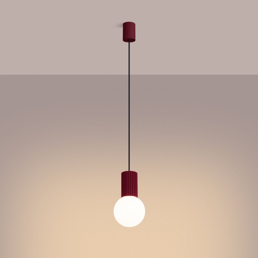 Ljuskrona med textilsladd HALO 1xG9/8W/230V diameter 12 cm röd