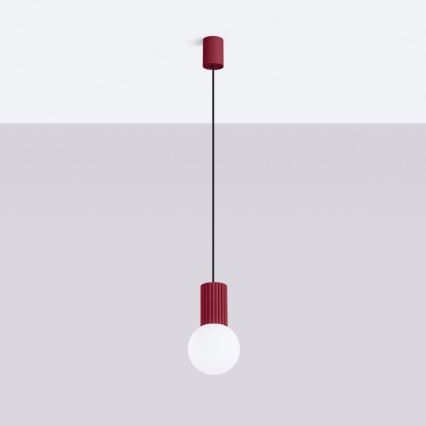 Ljuskrona med textilsladd HALO 1xG9/8W/230V diameter 12 cm röd