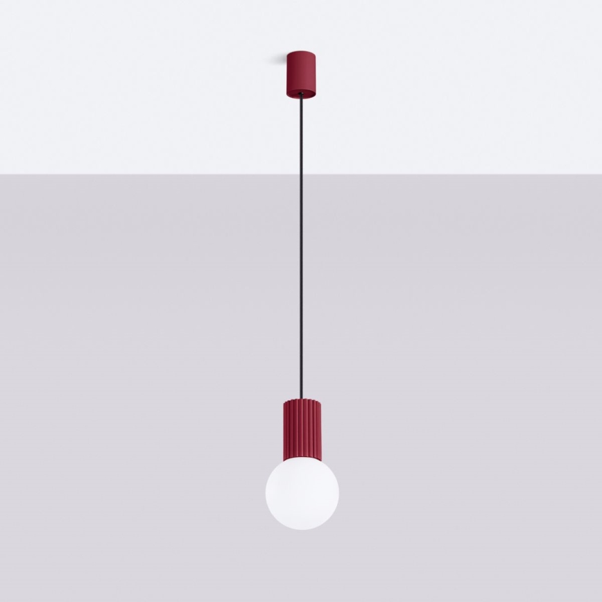 Ljuskrona med textilsladd HALO 1xG9/8W/230V diameter 12 cm röd