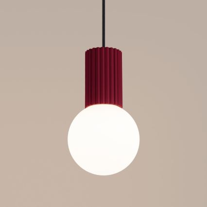 Ljuskrona med textilsladd HALO 1xG9/8W/230V diameter 12 cm röd