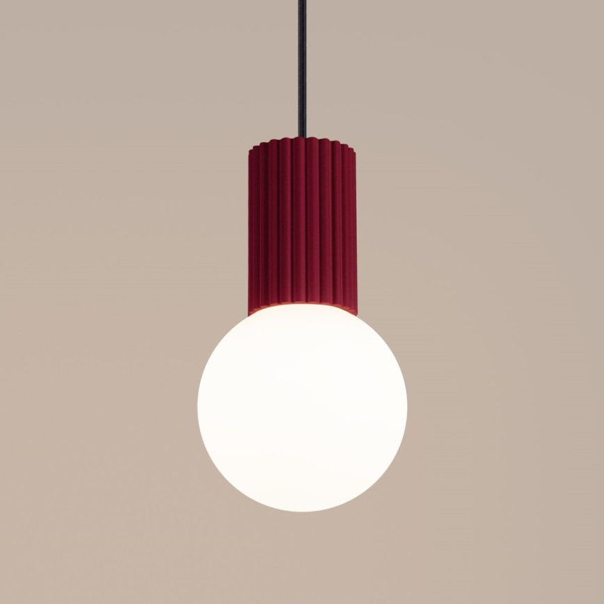 Ljuskrona med textilsladd HALO 1xG9/8W/230V diameter 12 cm röd