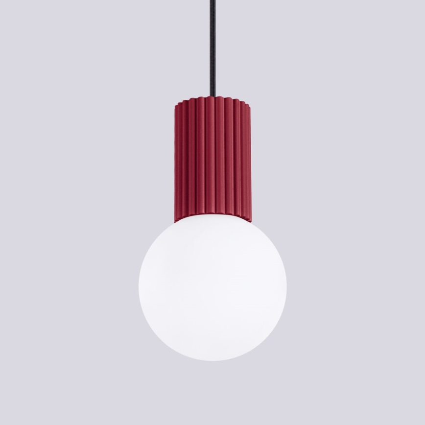 Ljuskrona med textilsladd HALO 1xG9/8W/230V diameter 12 cm röd