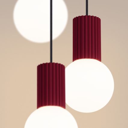 Ljuskrona med textilsladd HALO 3xG9/8W/230V diameter 25 cm röd