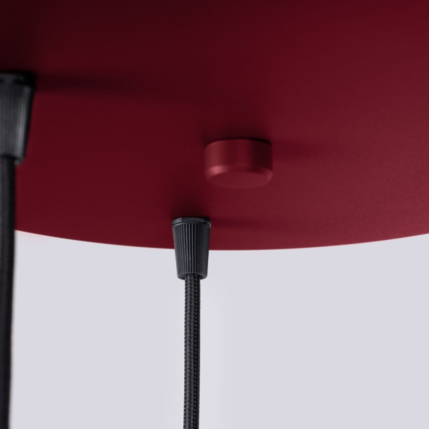 Ljuskrona med textilsladd HALO 3xG9/8W/230V diameter 25 cm röd