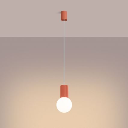 Ljuskrona med textilsladd HALO 1xG9/8W/230V diameter 12 cm rosa