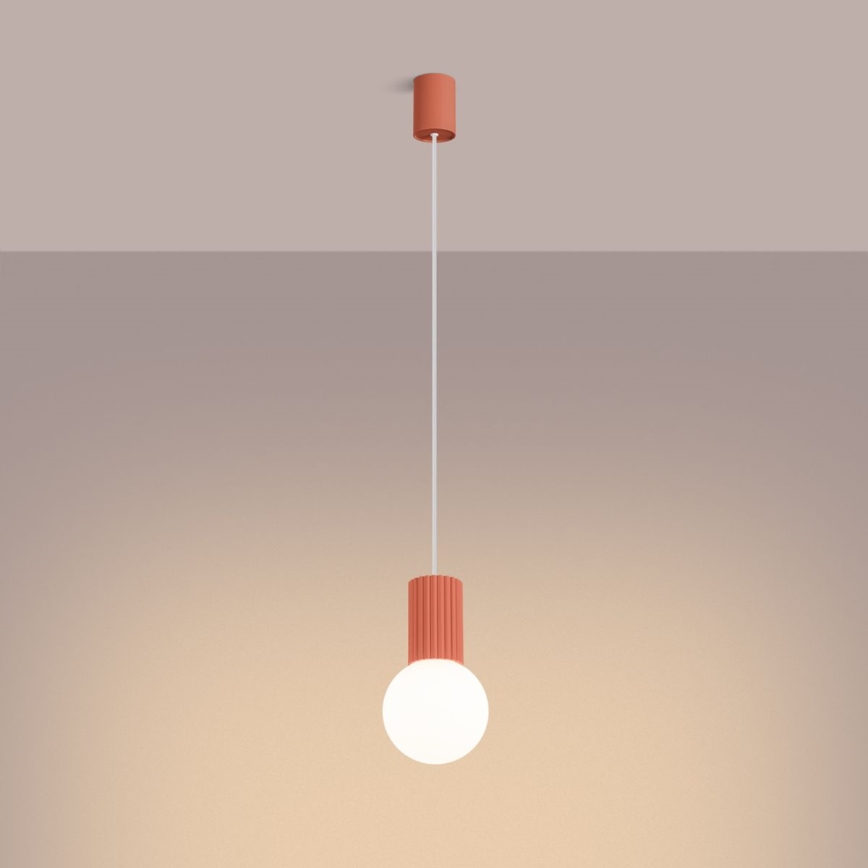 Ljuskrona med textilsladd HALO 1xG9/8W/230V diameter 12 cm rosa