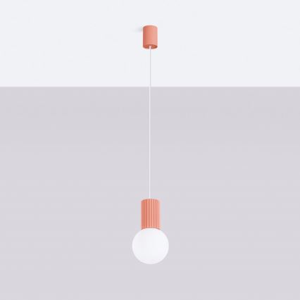 Ljuskrona med textilsladd HALO 1xG9/8W/230V diameter 12 cm rosa