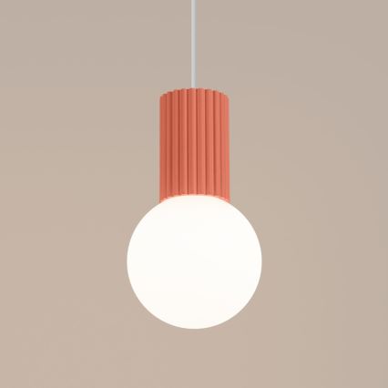 Ljuskrona med textilsladd HALO 1xG9/8W/230V diameter 12 cm rosa