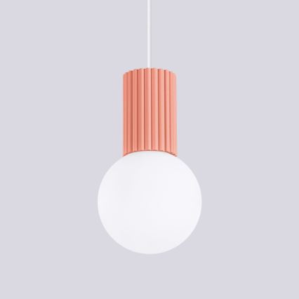 Ljuskrona med textilsladd HALO 1xG9/8W/230V diameter 12 cm rosa