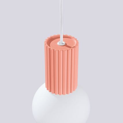 Ljuskrona med textilsladd HALO 1xG9/8W/230V diameter 12 cm rosa