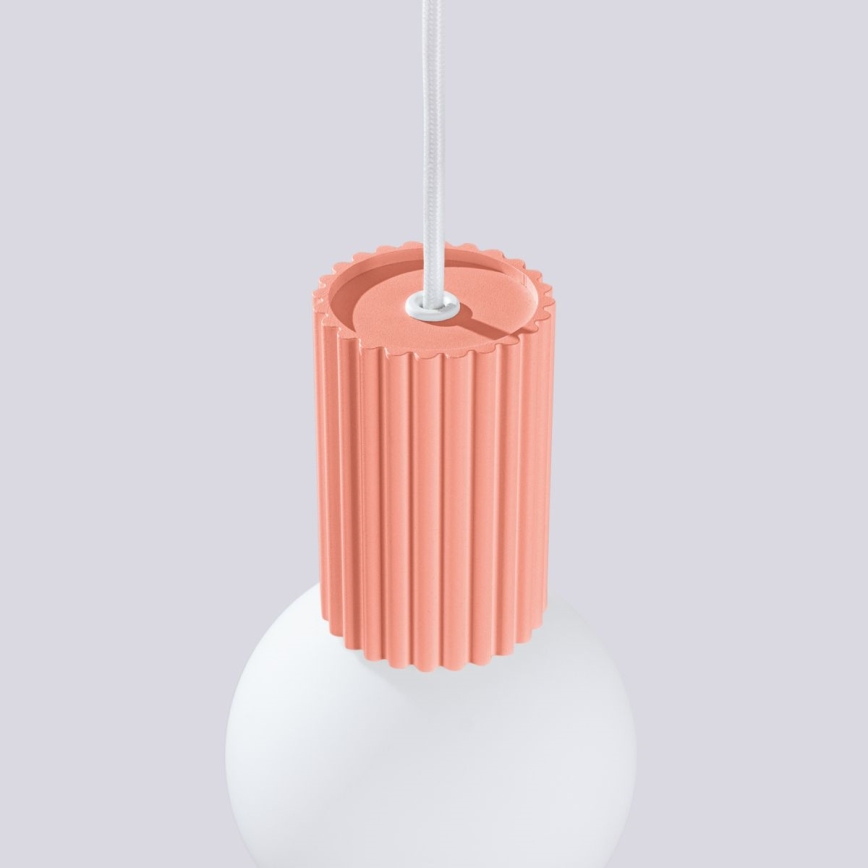 Ljuskrona med textilsladd HALO 1xG9/8W/230V diameter 12 cm rosa