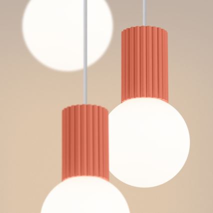Ljuskrona med textilsladd HALO 3xG9/8W/230V diameter 25 cm rosa
