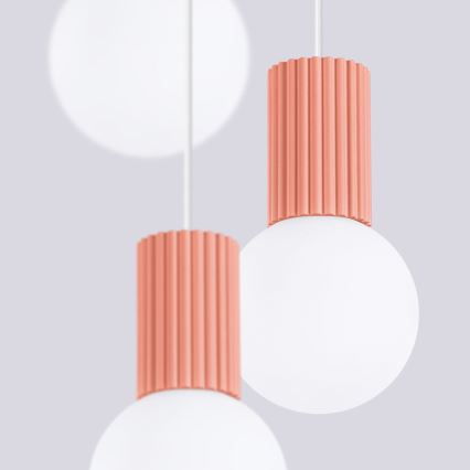 Ljuskrona med textilsladd HALO 3xG9/8W/230V diameter 25 cm rosa