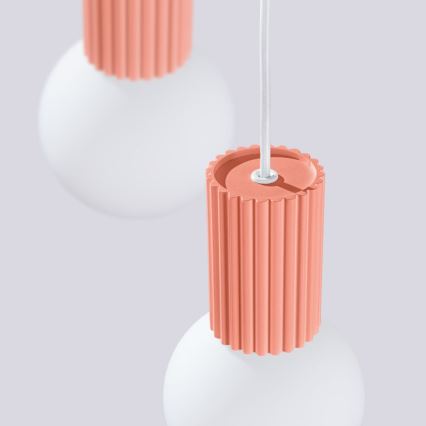 Ljuskrona med textilsladd HALO 3xG9/8W/230V diameter 25 cm rosa
