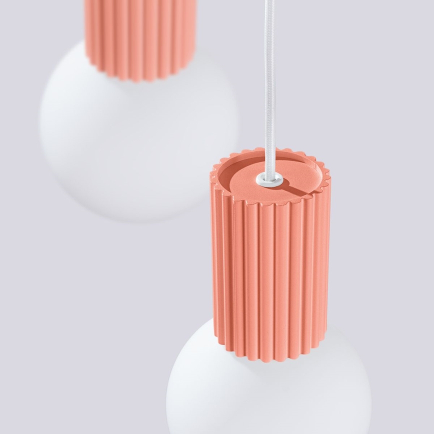 Ljuskrona med textilsladd HALO 3xG9/8W/230V diameter 25 cm rosa