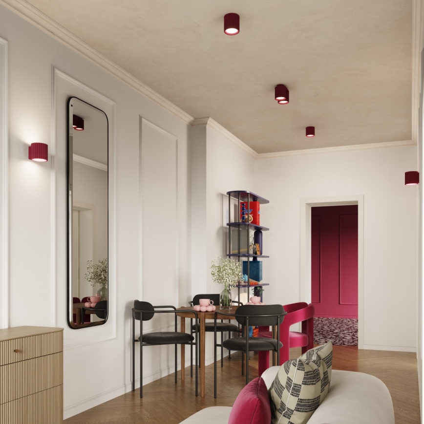 Spotlampa AURA 1xGU10/10W/230V 10 cm röd